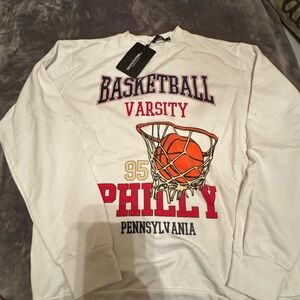 PrettyLittleThing White Basketball Varsity Graphic Shorts